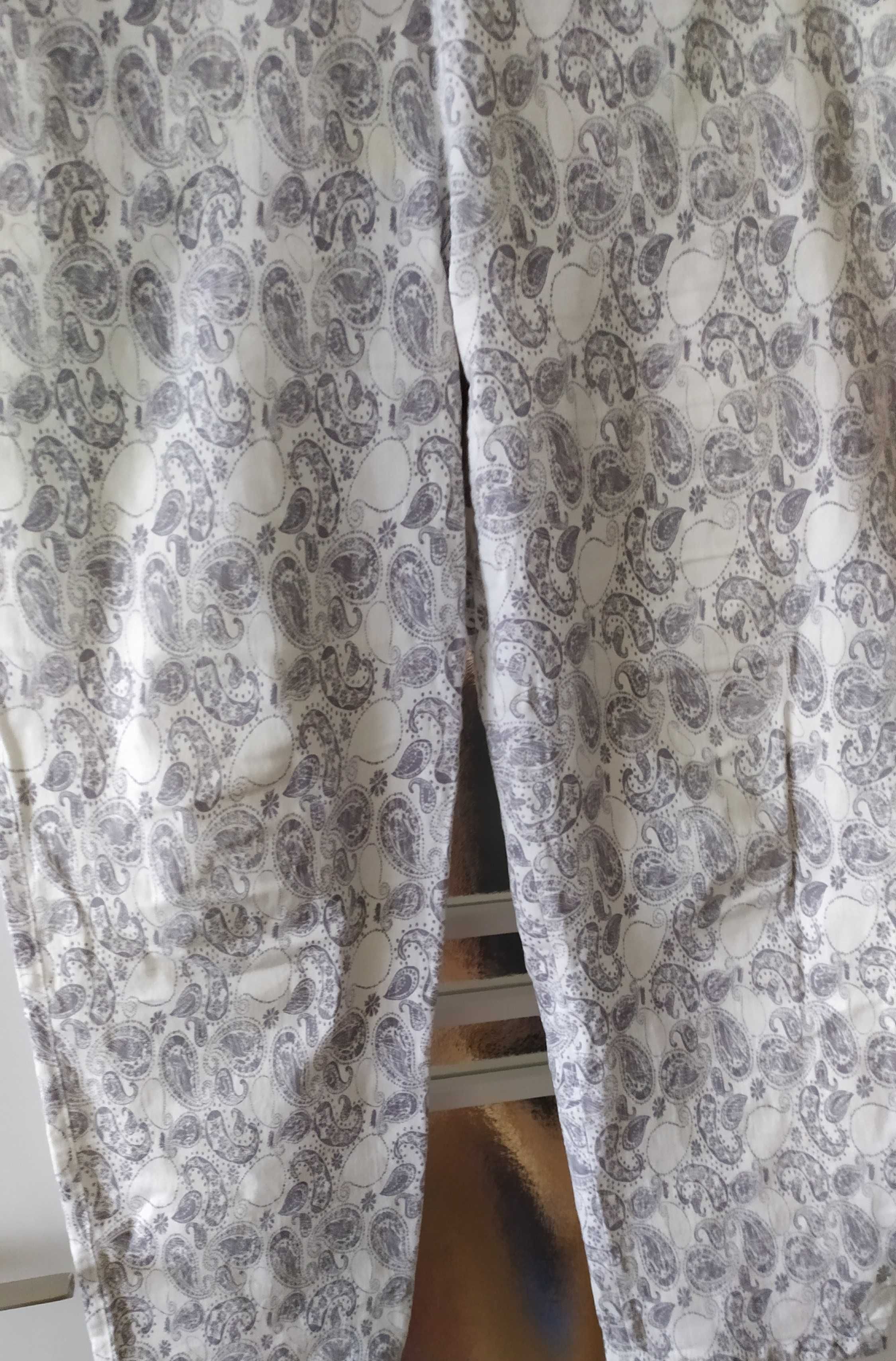 biało-szare spodnie damskie na gumie duży rozmiar