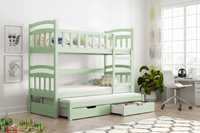 Łóżko dla 3 dzieci sosnowe DAWID MINI 160x75 - w zestawie MATERACE