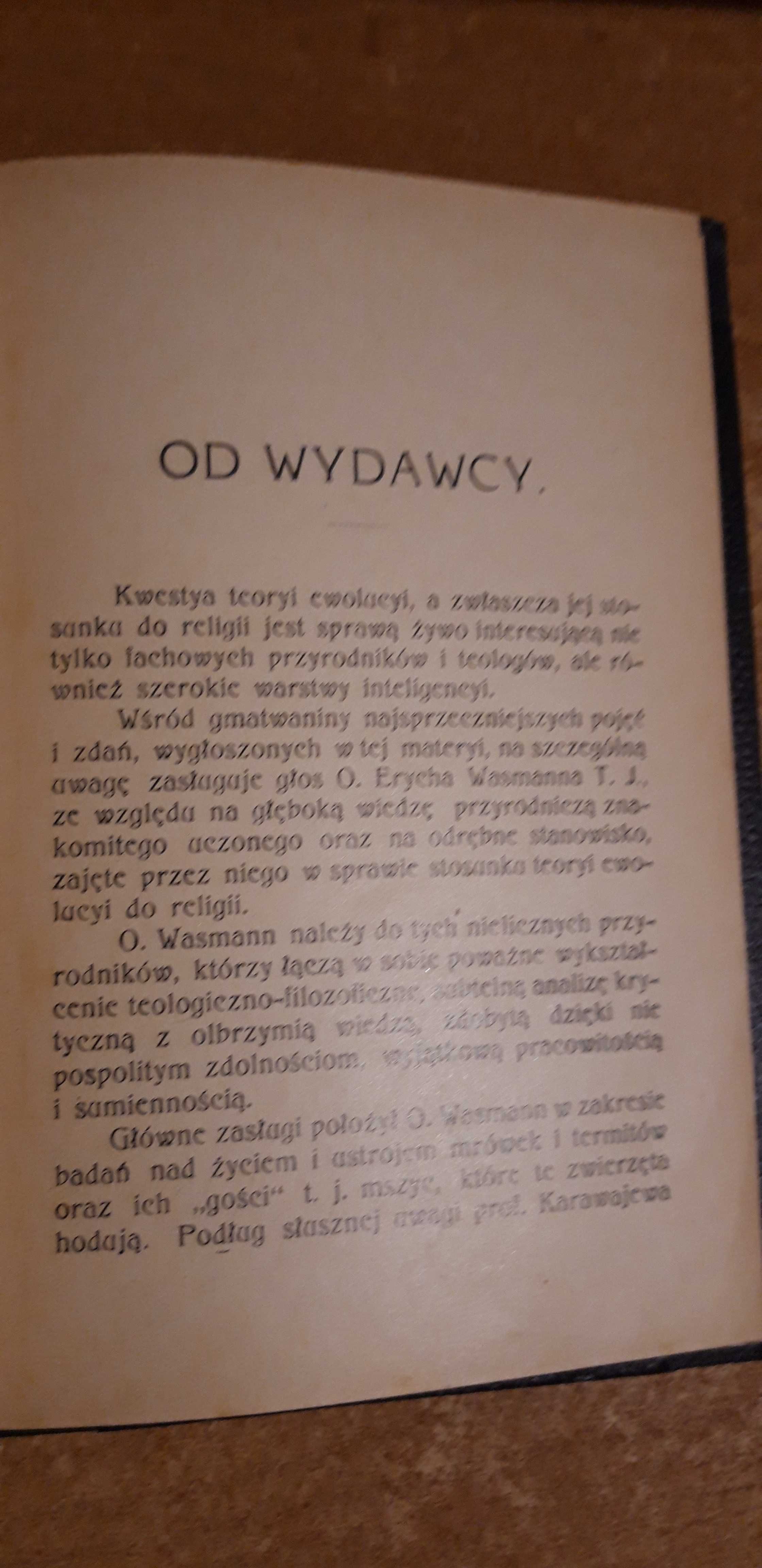 O  EWOLUCYI - Wasmann T.J.- Warszawa 1910 oprawa, exlibris, rzadkie