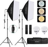 NOVO Kit iluminação Estúdio 95W Foto Vídeo + 2 Luz + 2 Tripé + Comando