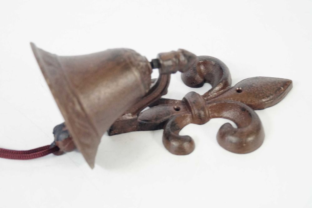 Masywny żeliwny dzwonek dzwon brązowy patynowany