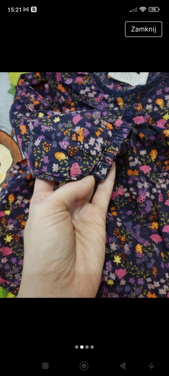 Koszulka 80 tunika w kwiatuszki zwiewna h&m święta wiosna