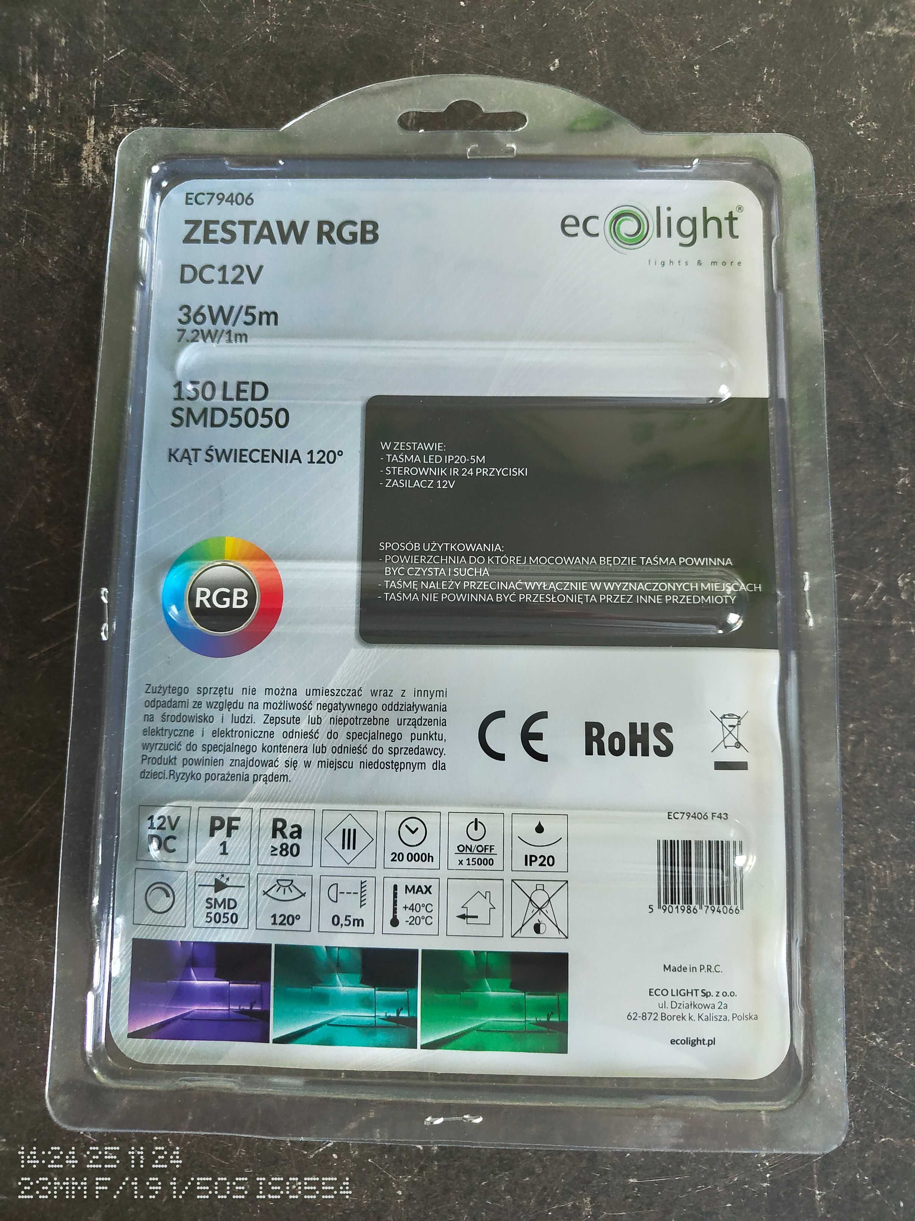 Nowy Zestaw Taśma Led Eco Light Rgb 12V + Zasilacz I Sterownik