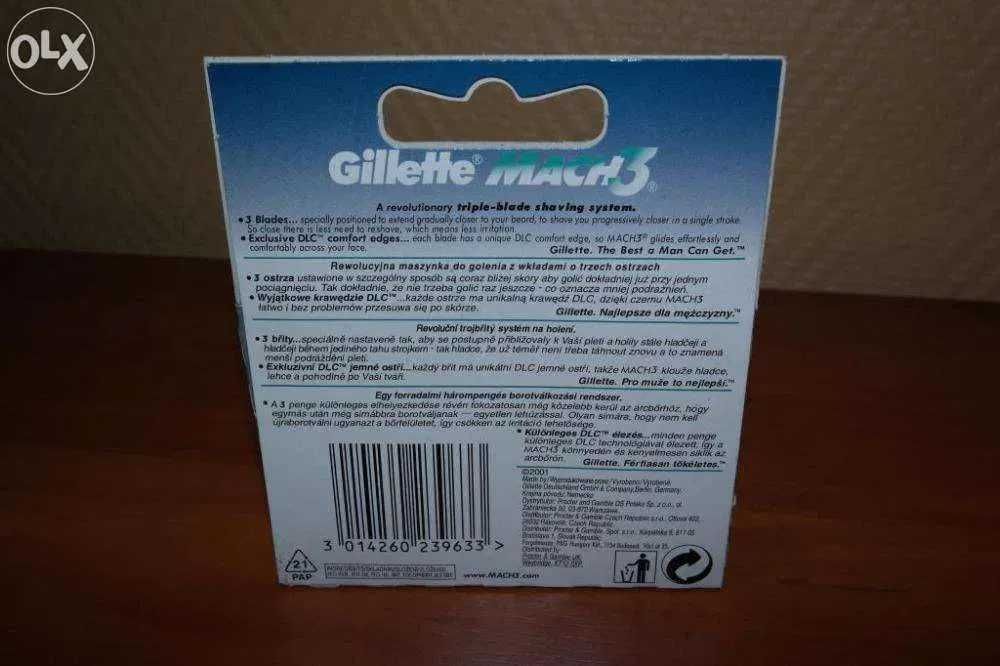 GILLETTE MACH 3 wkłady 4SZT nożyków. oryginał! 100%