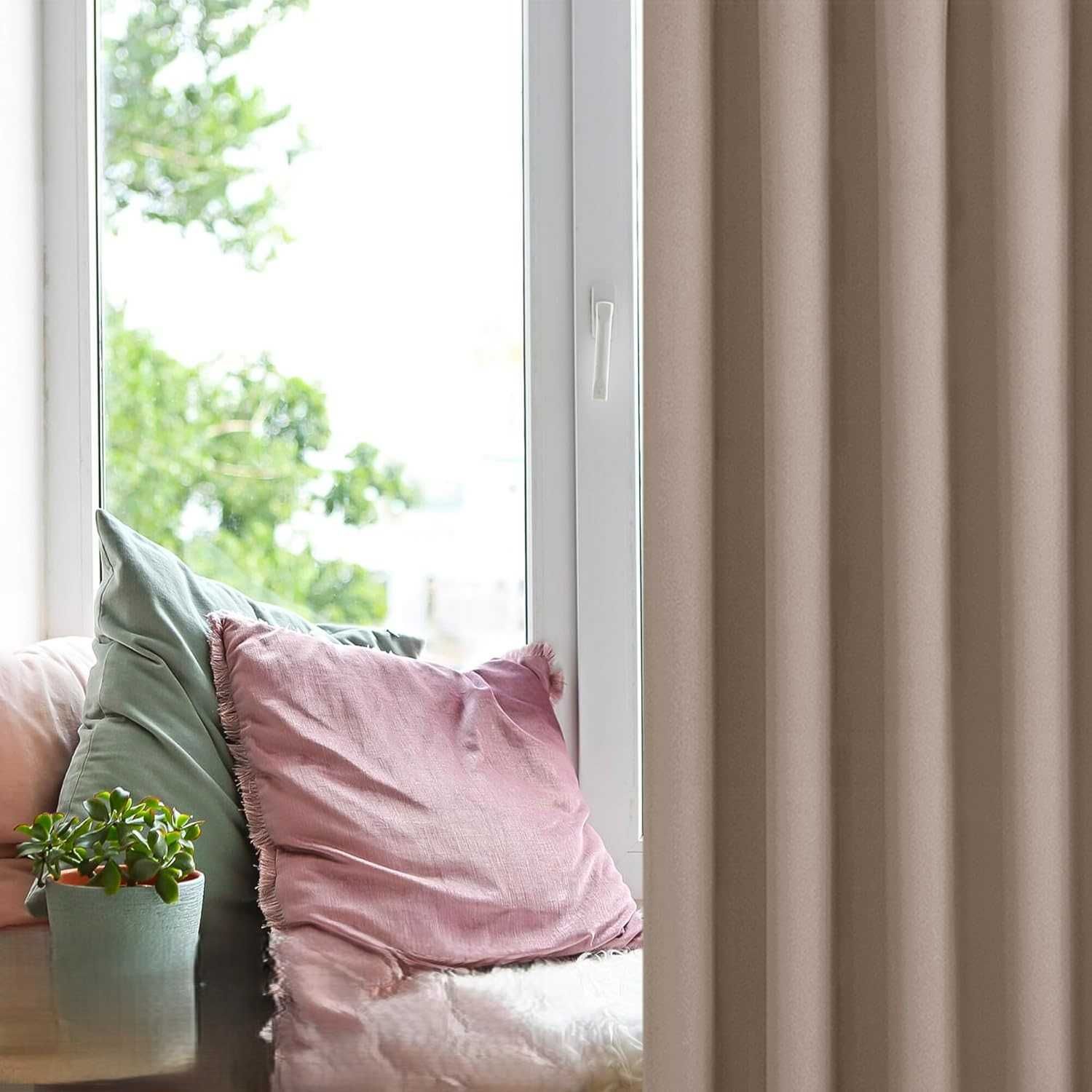 XWZO Zasłony 140x200 szarobrązowe zaciemniające 2 sztuki