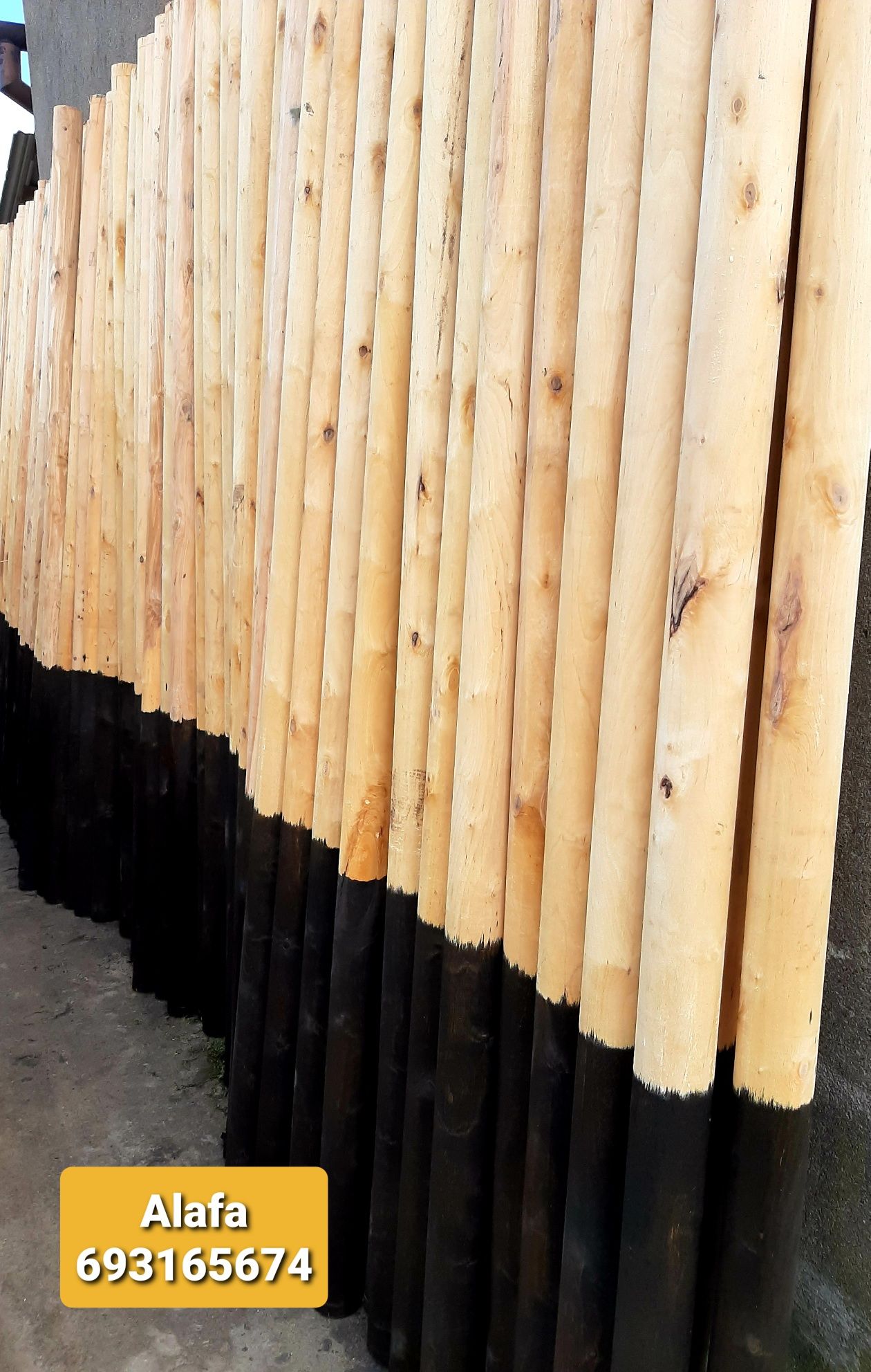 Słupki Kołki drewniane słupy toczone drągi korowane ogrodzenie stęple