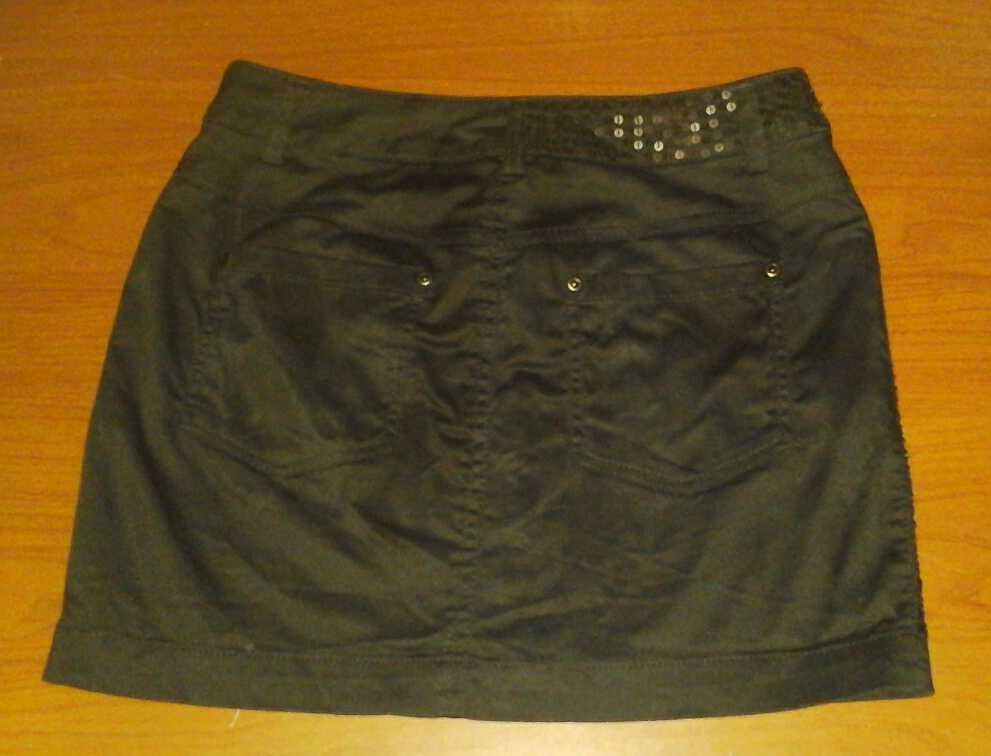 Чёрная мини-юбка с пайетками (джинс, коттон, деним) ДОНЕЦК
