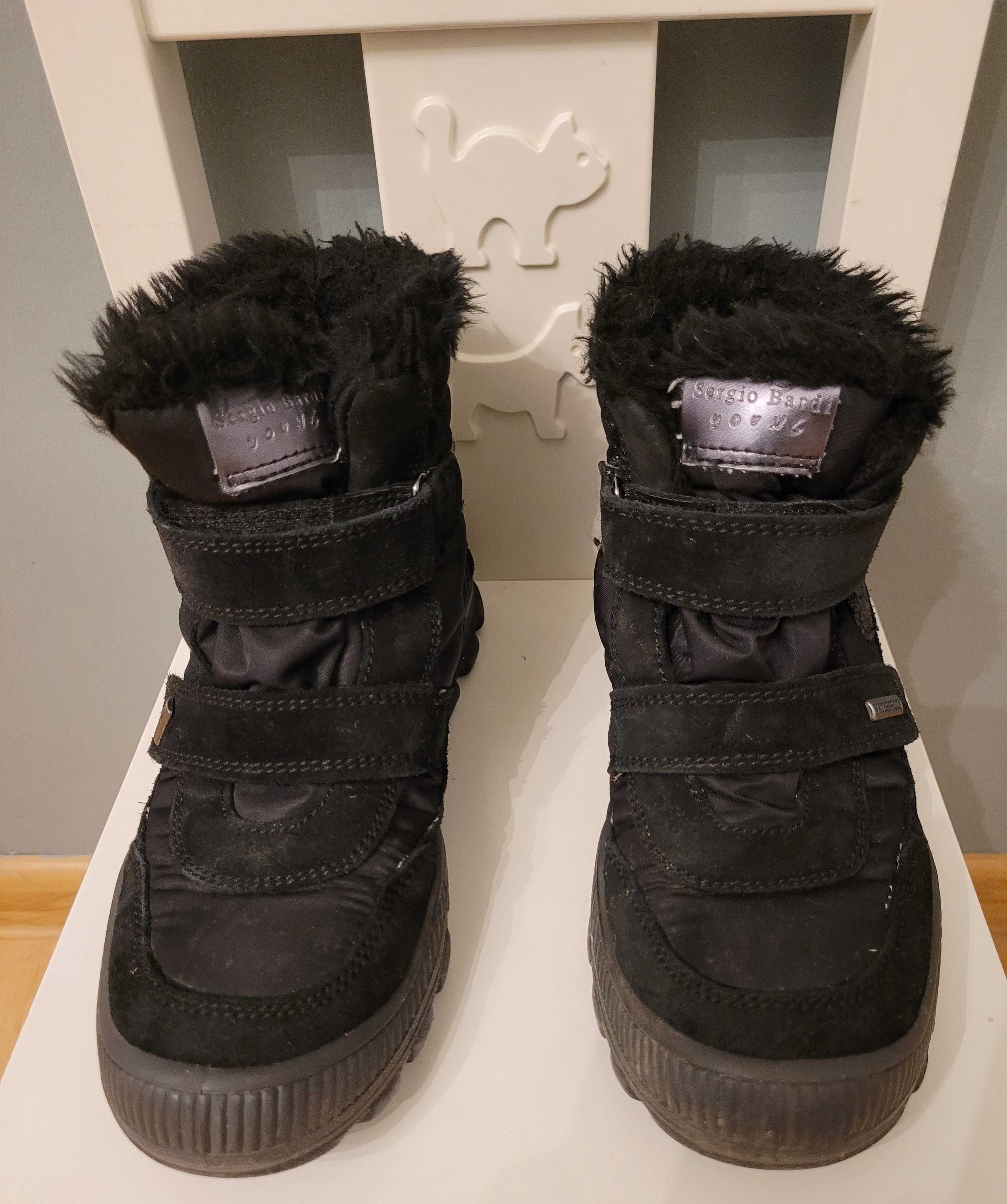Buty śniegowce Sergio Bardi Young 35 rzep czarne Skóra Wodoodporne