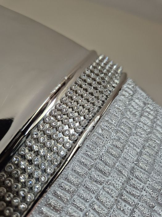 Duży wazon home&you srebrny metaliczny glamour cyrkonie szary obły