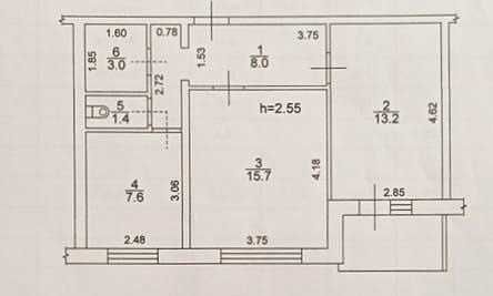 Продаж 2-кімнатної квартири під чистову обробку