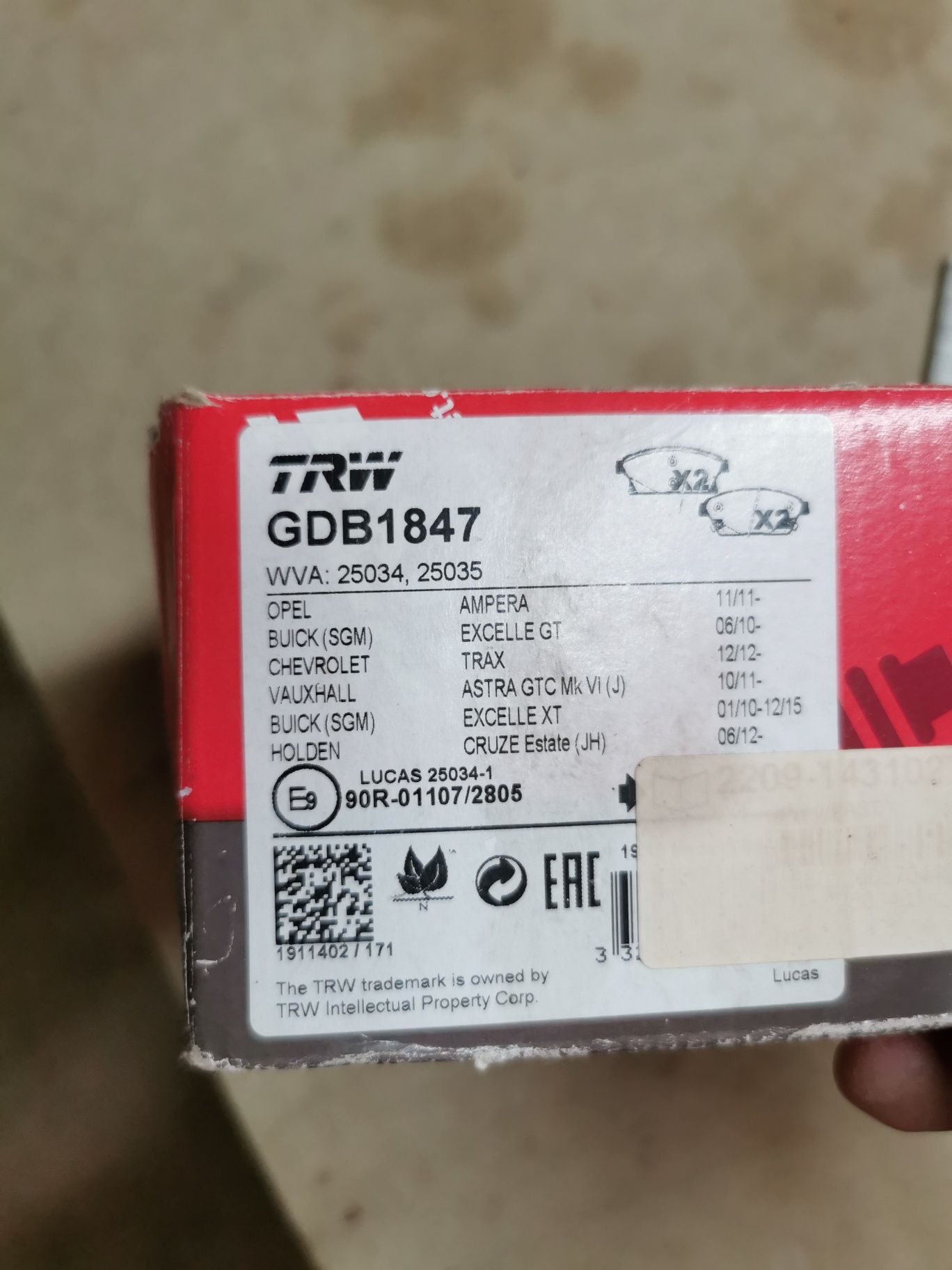 Pastilhas de travões da marca TRW