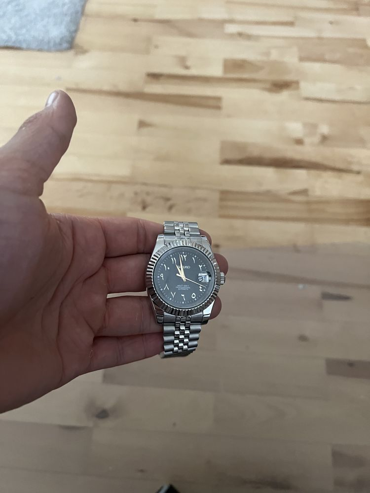 Zegarek seiko mod handmade black dial