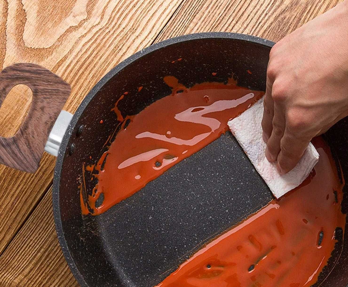Zestaw garnków Kitchen Academy 12 el. czarne granit nieprzywierające
