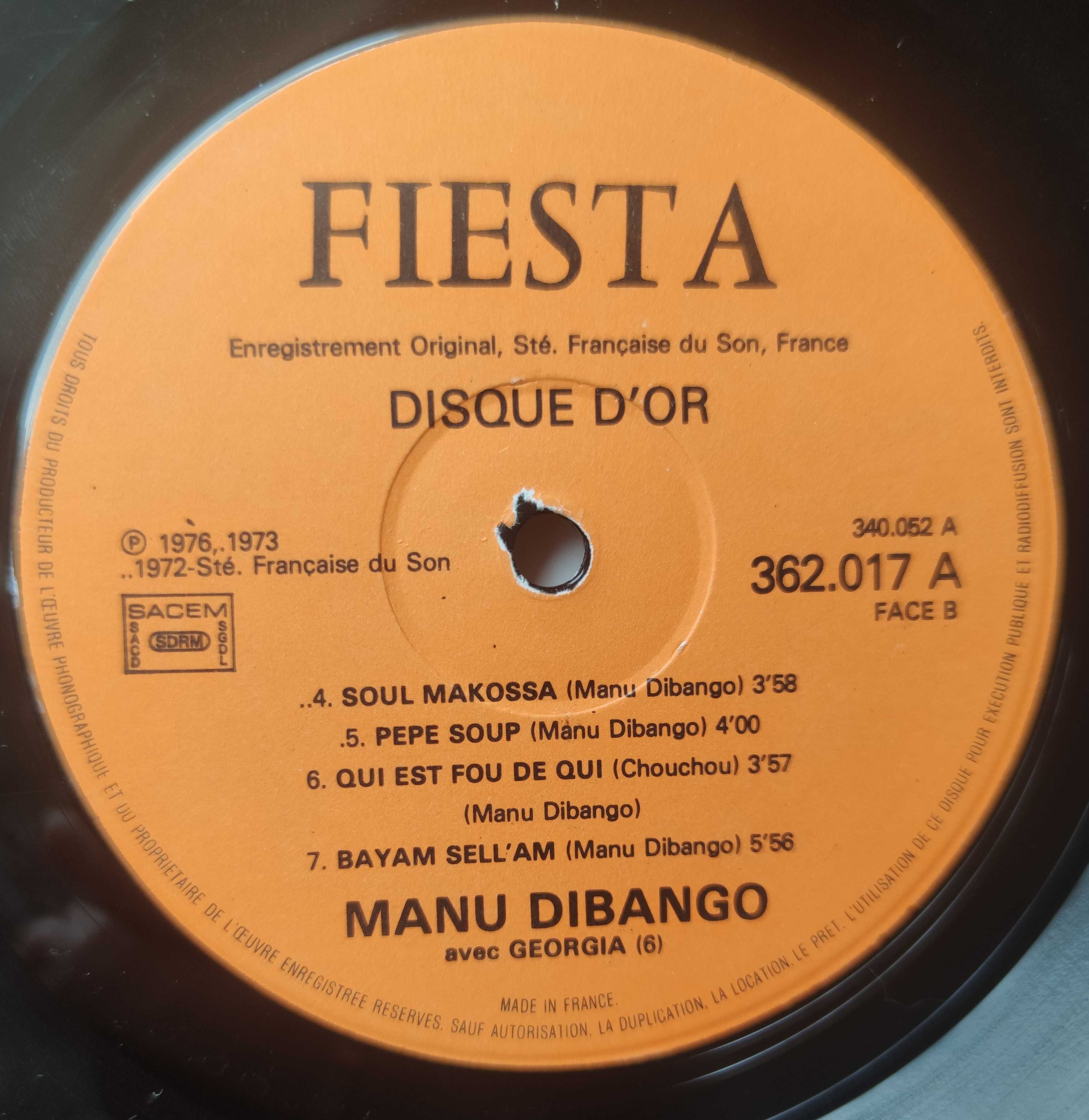 Manu Dibango. Disque D'or. LP. France. VG++ Afrobeat