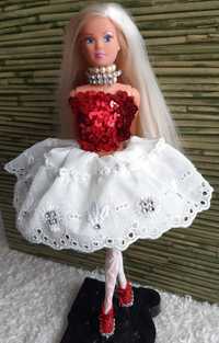 039 Strój stylizowany na ludowo dla lalki typu Barbie chusta buciki