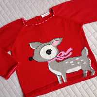 80 Next Sweterek na święta świąteczny Mikołaj czerwony