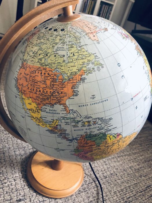 Globus podświetlany kula ziemska lampa mapa świata duży retro