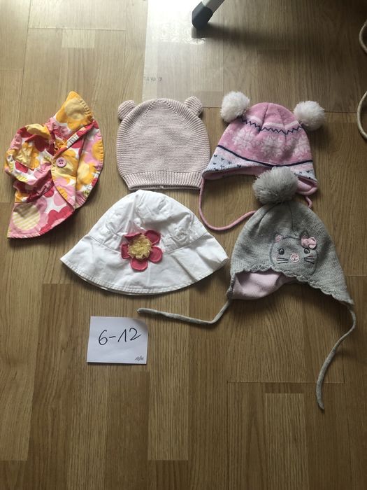 Czapki niemowlęce dziewczęce 6-12 m
