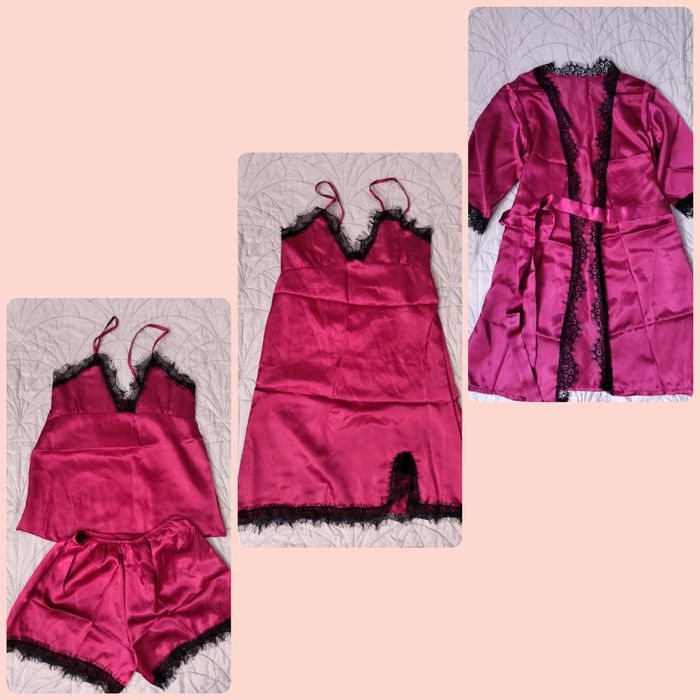 Piżama damska komplet 3 częściowa czerwona sexowna nowa S/M