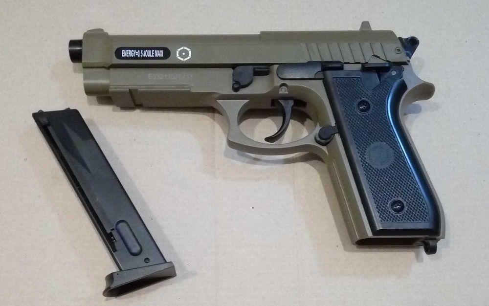 Игрушечный пистолет TAURUS PT92 Metal Slide Tan, детский на пульках