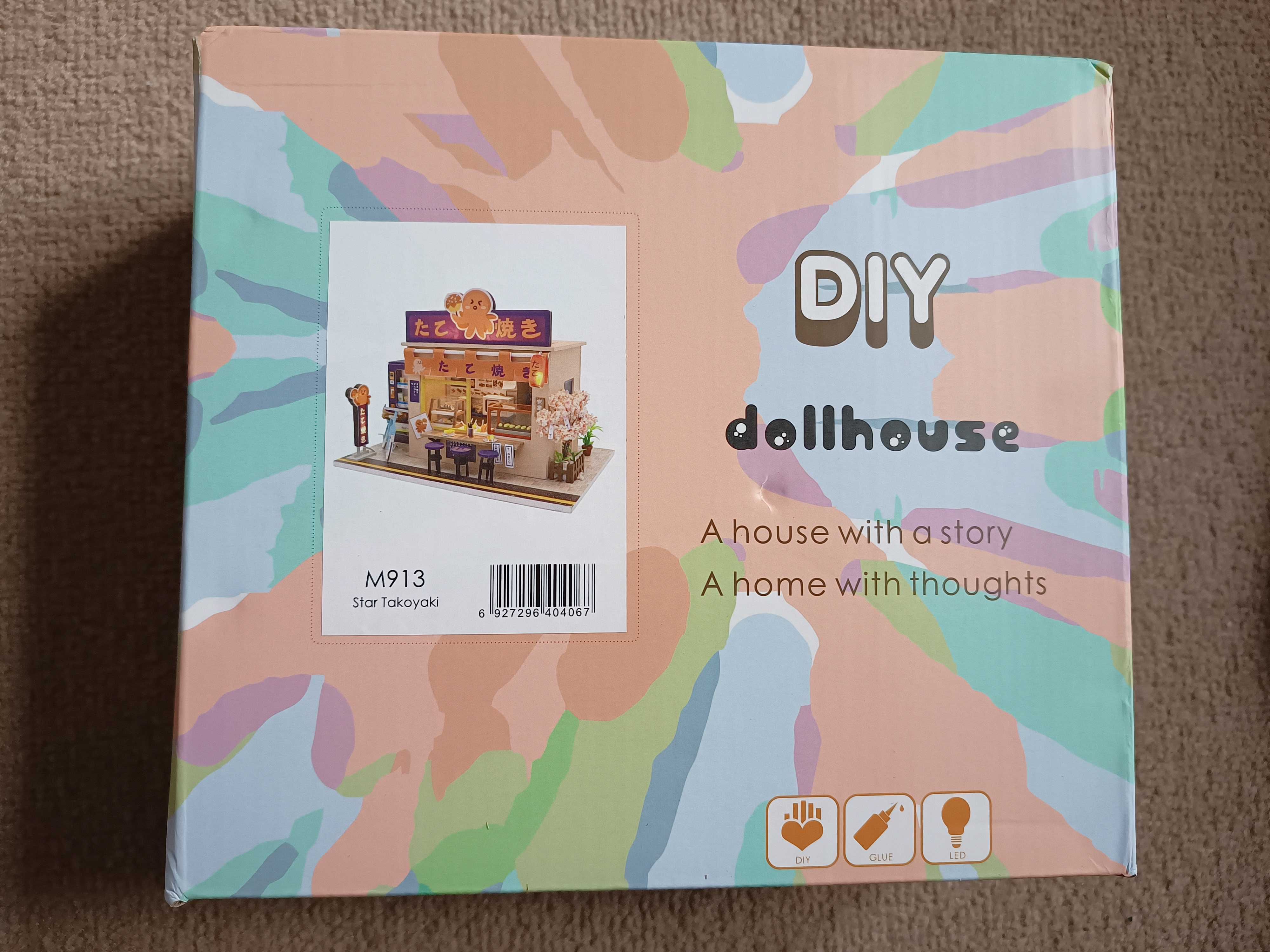 Diy Mini drewniany domek Restauracja Sushi meble oświetlenie
