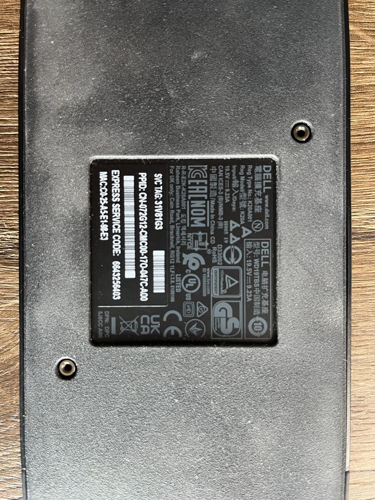Stacja dokująca Dell WD19TBS Thunderbolt 180W