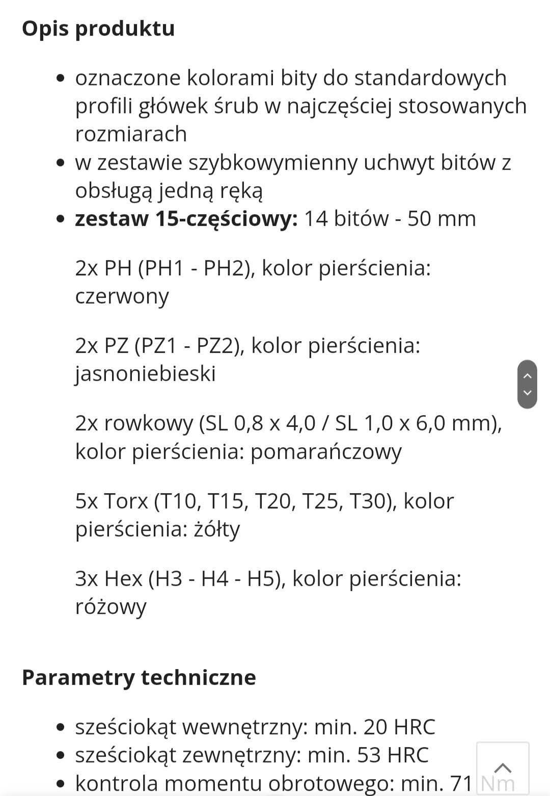 Zestaw Bitów Bits Bity Długie 15el