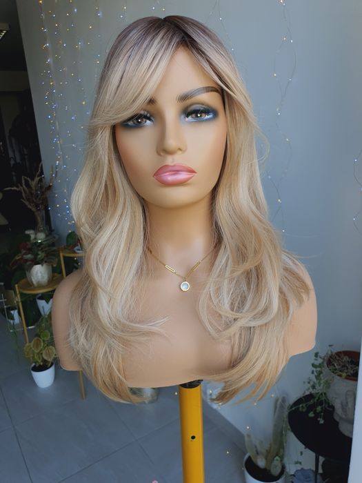 Długa peruka blond mix 3D odrost naturalna fryzura Natasza długa 60 cm