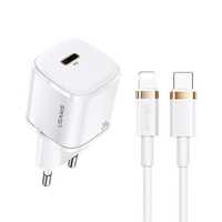 Ładowarka Usams T36 20W USB-C PD3.0 + Kabel Lightning - Biały