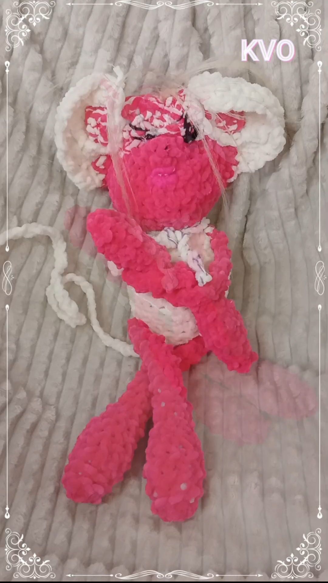 Рожева Мишка ручна робота KVO handmade хендмейд амігурумі в'язана