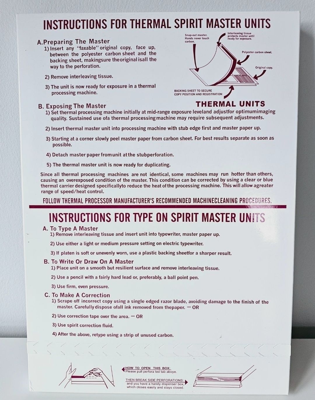 Kalka Hektograficzna SPIRIT Transferowa do Tatuażu termiczna 100 szt A