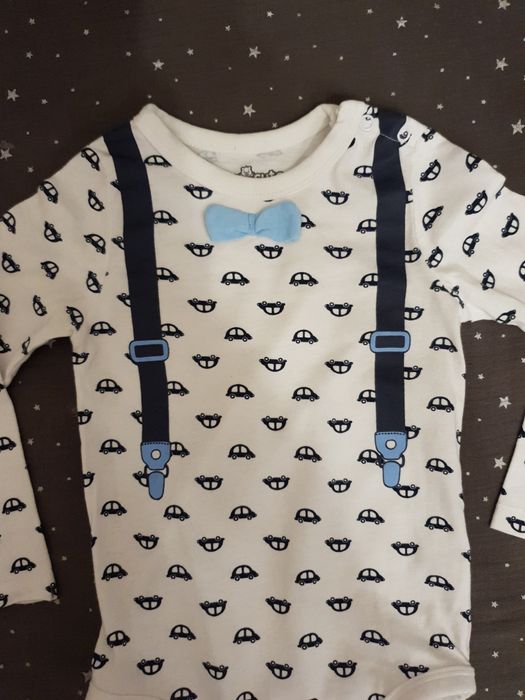 Body 92 szelki niemowlęce eleganckie z muszką chrzest urodziny długi