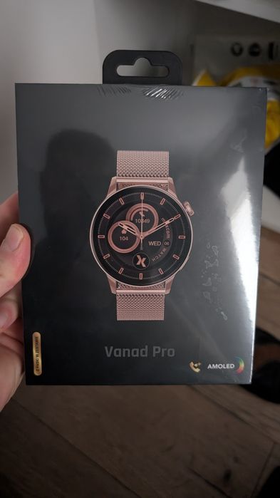 Nowy Smartwatch Maxcom Vanad Pro • AMOLED • Różowe Złoto • Folia • Peł