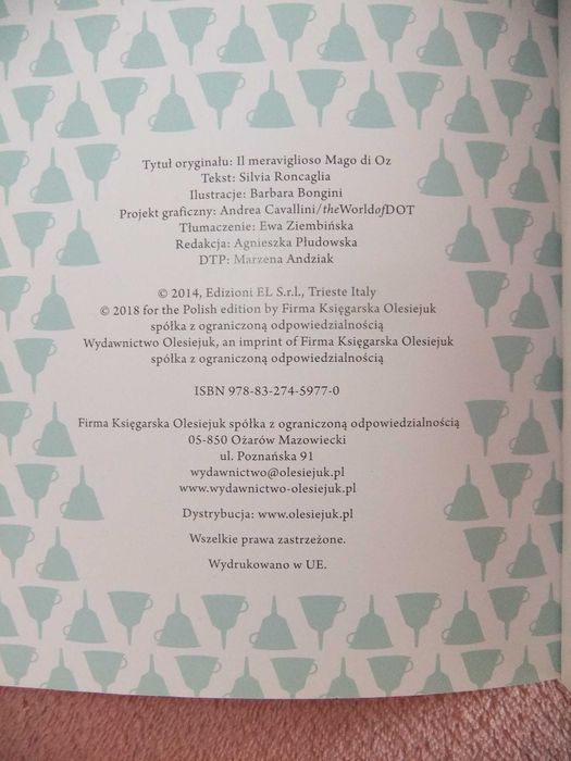 Czarnoksiężnik z krainy Oz , format 18 x 14 cm