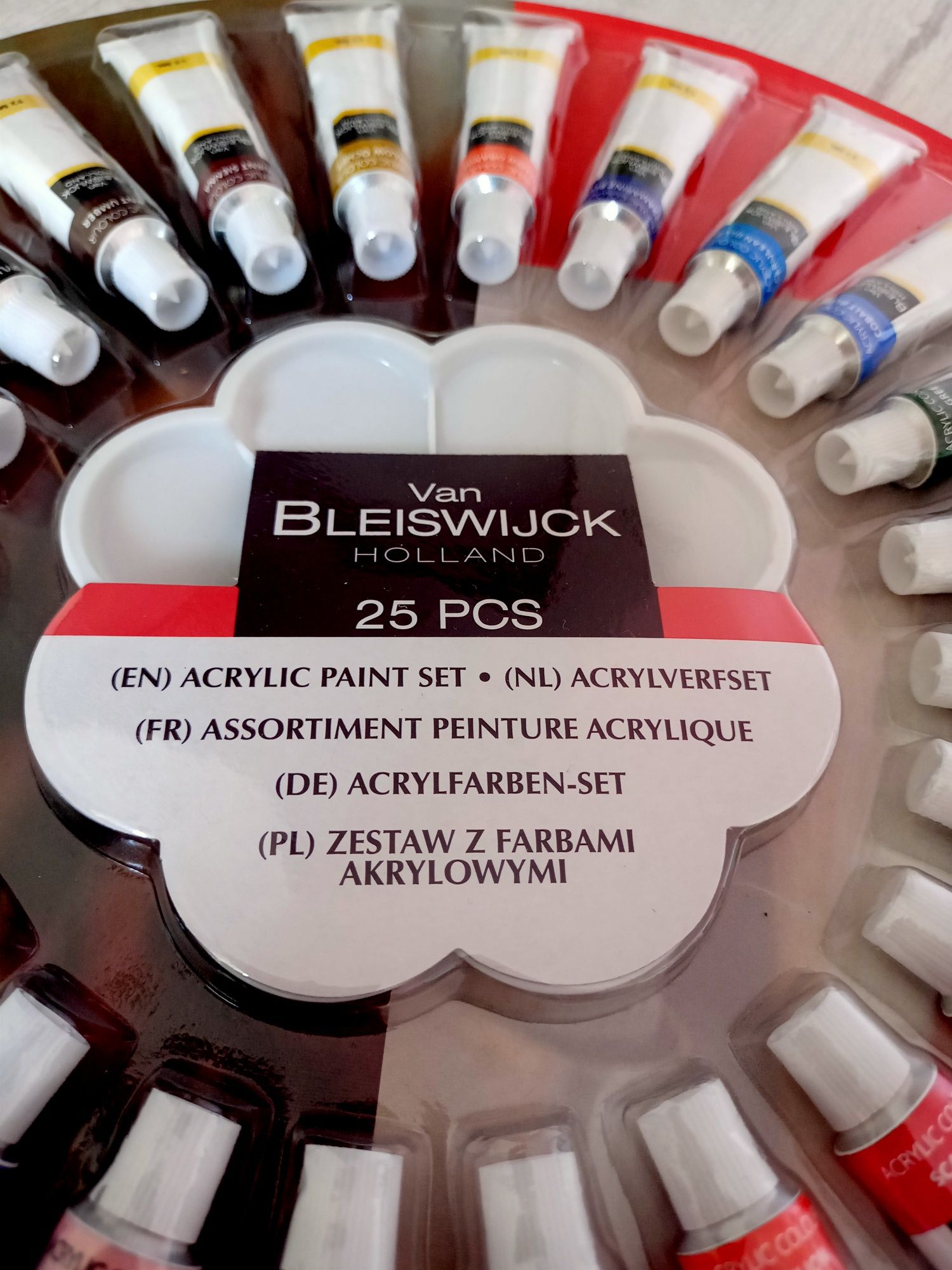 Farby akrylowe zestaw paleta białe płótno NOWE 25 części do malowania