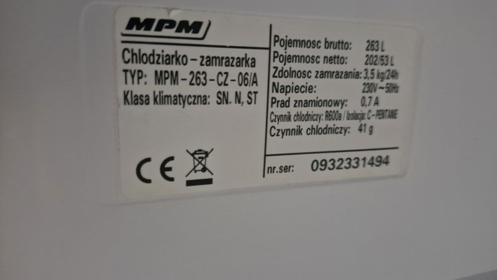 Lodówka MPM 153cm