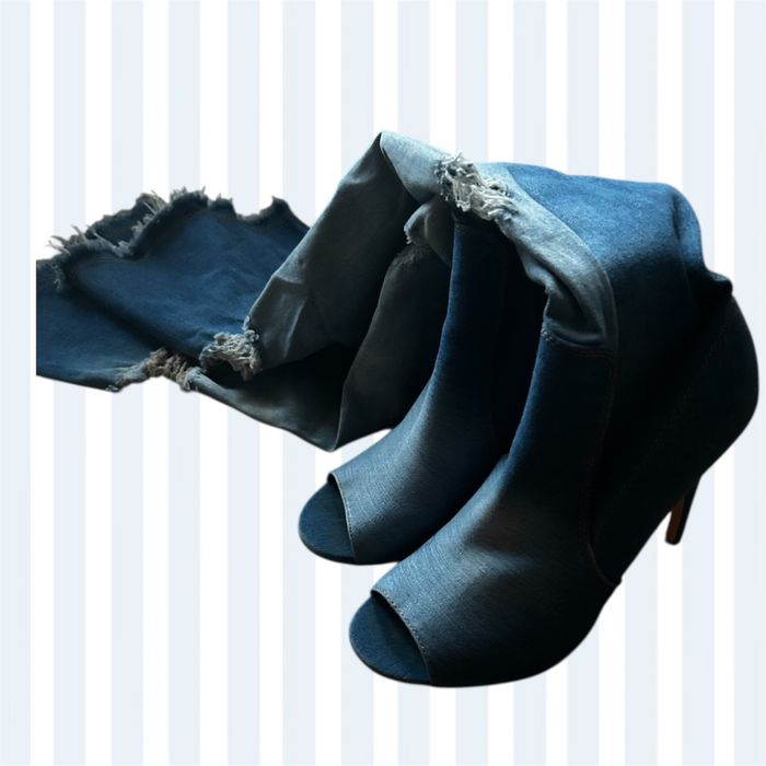 Jeansowe muszkieterki za kolano nowe kozaki rozm.38