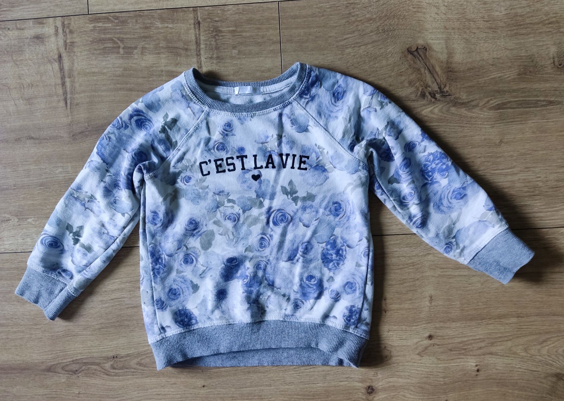 Bluza dla dziewczynki sweter w kwiatki 116