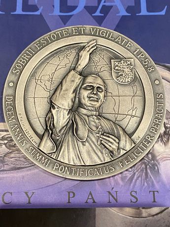Medal Jan Paweł II - 10 Lat Pontyfikatu 1988. Wersja łacińska  Mennica