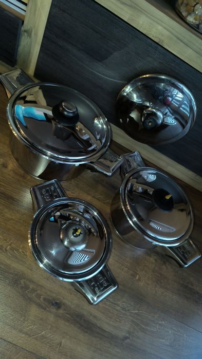 Garnki, 6L 3L i 1L, niemieckie, gruba stal nierdzewna, każda kuchenka