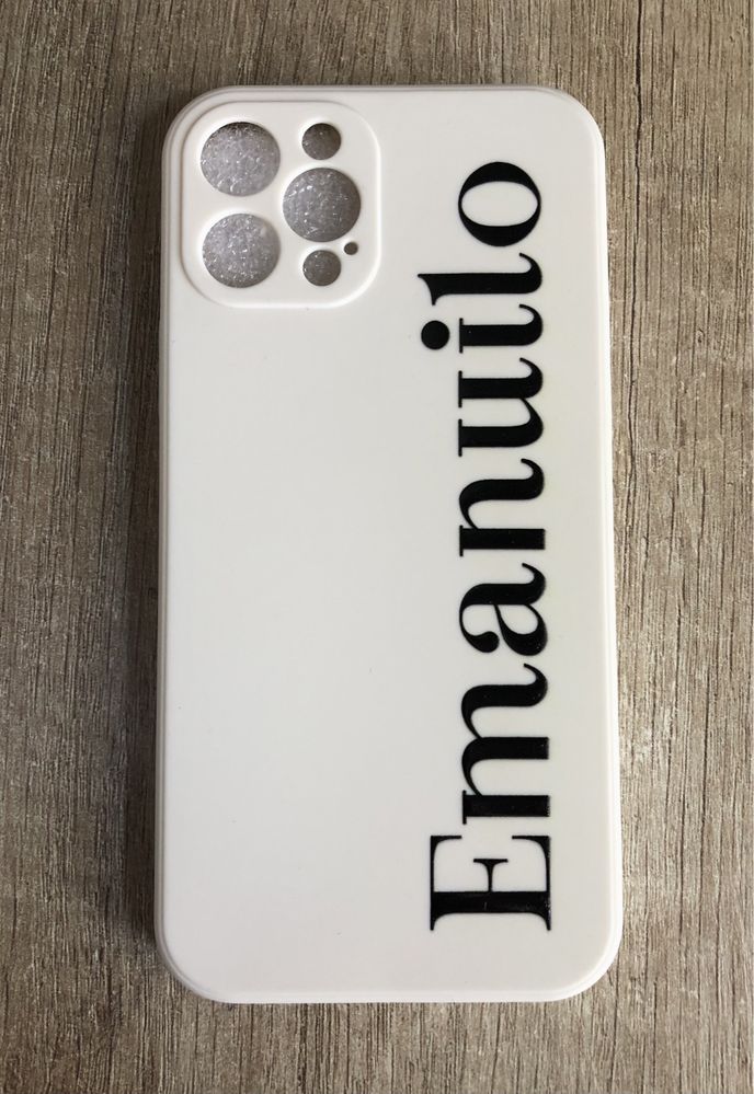 case/etui beżowy z napisem iPhone 12 Pro