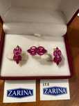Сережки+каблучка, Zarina, золото 750, з рубінами