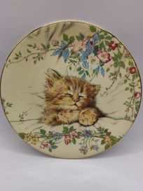 Talerz kolekcjonerski Royal Worcester kot śpiący kotek porcelana