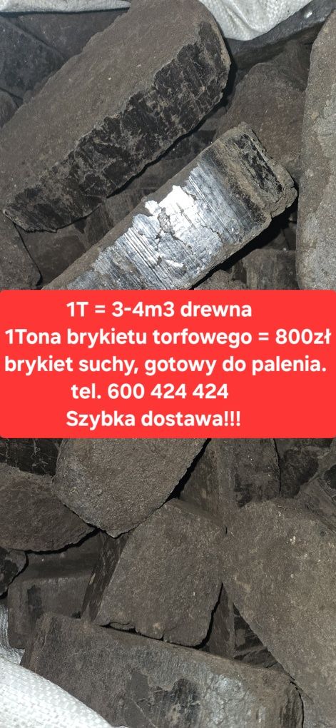 Brykiet opał torfowy jak węgiel lepszy od grab dąb  drewno suche