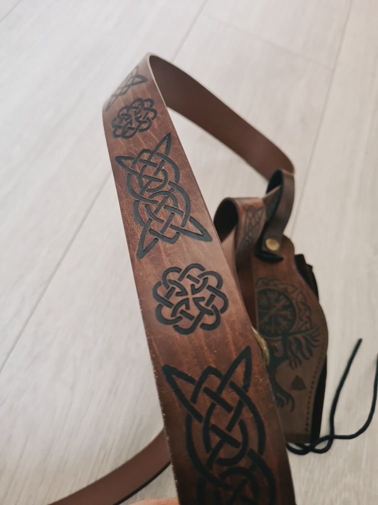 Pas pasek średniowieczny Nordycki Feniks Larp Vegvisir survival sakwa