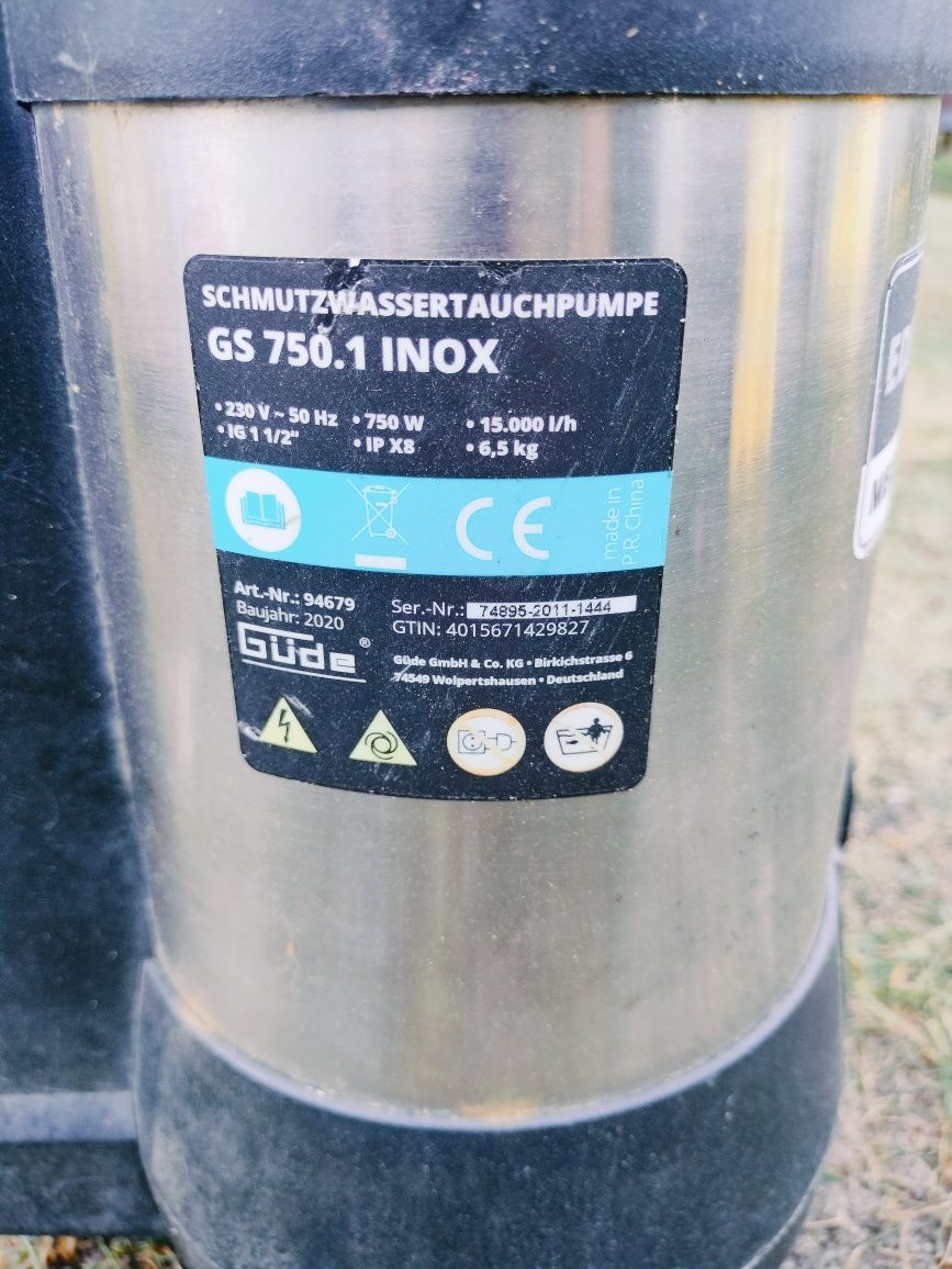 Pompa głębinowa zanurzeniowa Gude 94679 moc 750 W 15000 l/h INOX