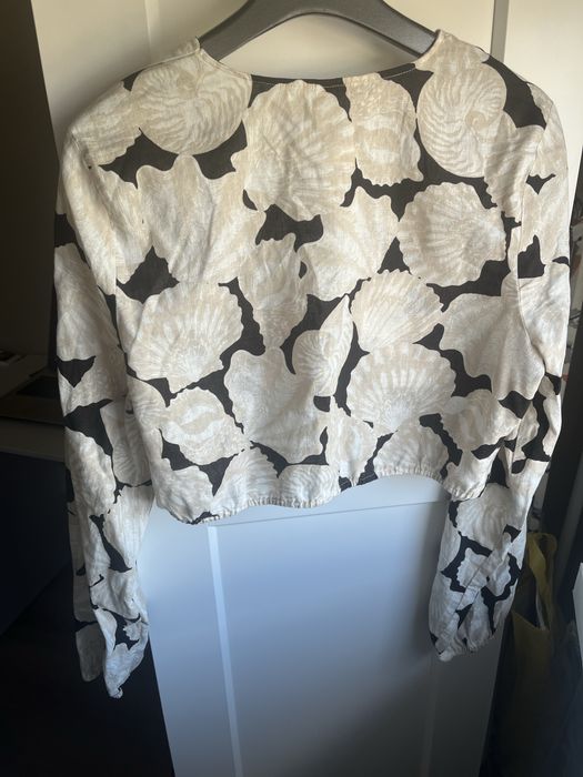 Lniana nowa bluzka na lato długi rękaw h&m