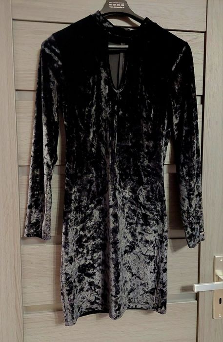 Mohito Sukienka czarna welurowa rozmiar s