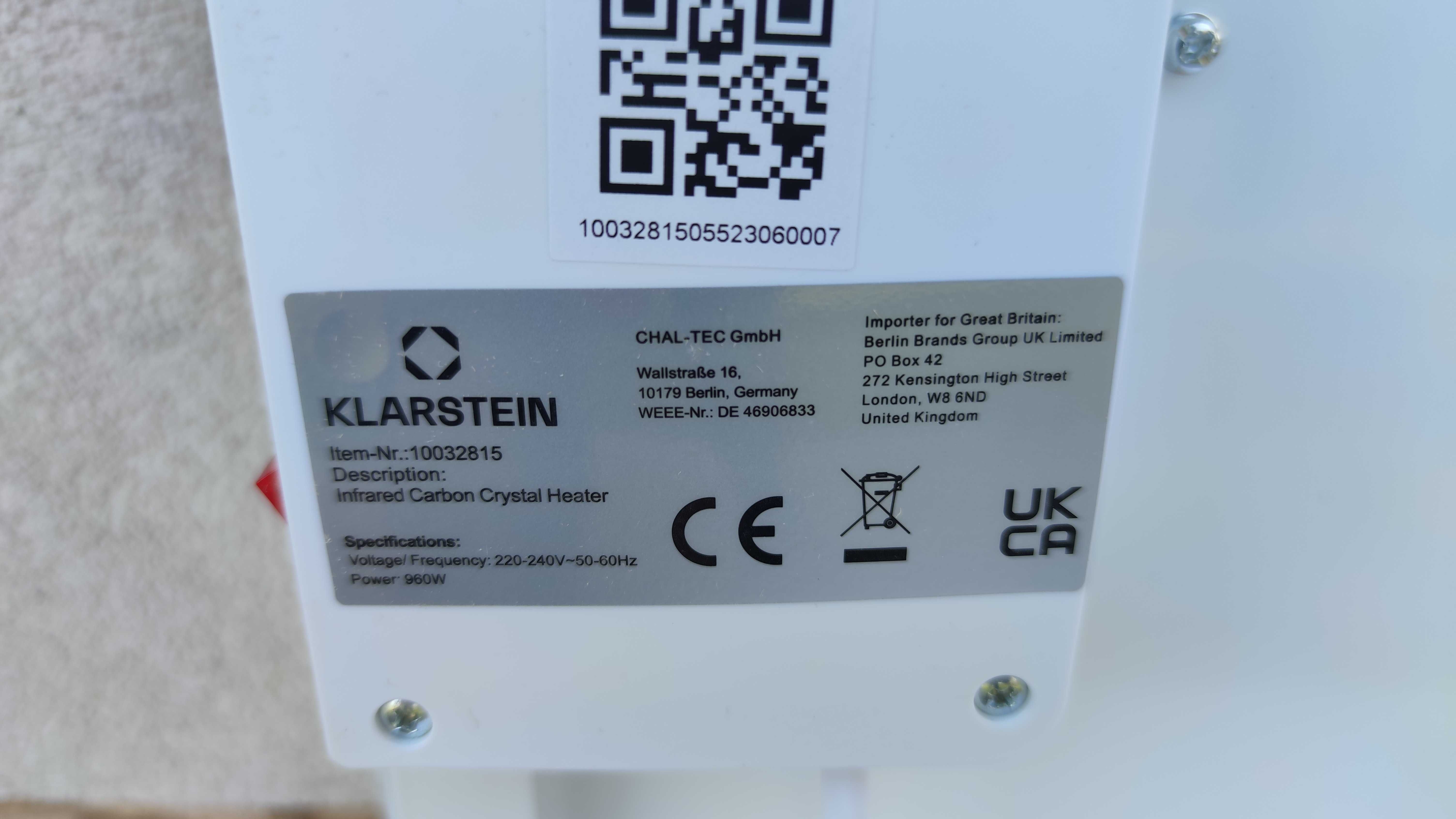 Grzejnik podczerwieni Klarstein Wonderwall 960W