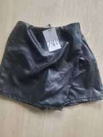 Czarne skórzane szorty, spódnico-spodnie Zara r.164